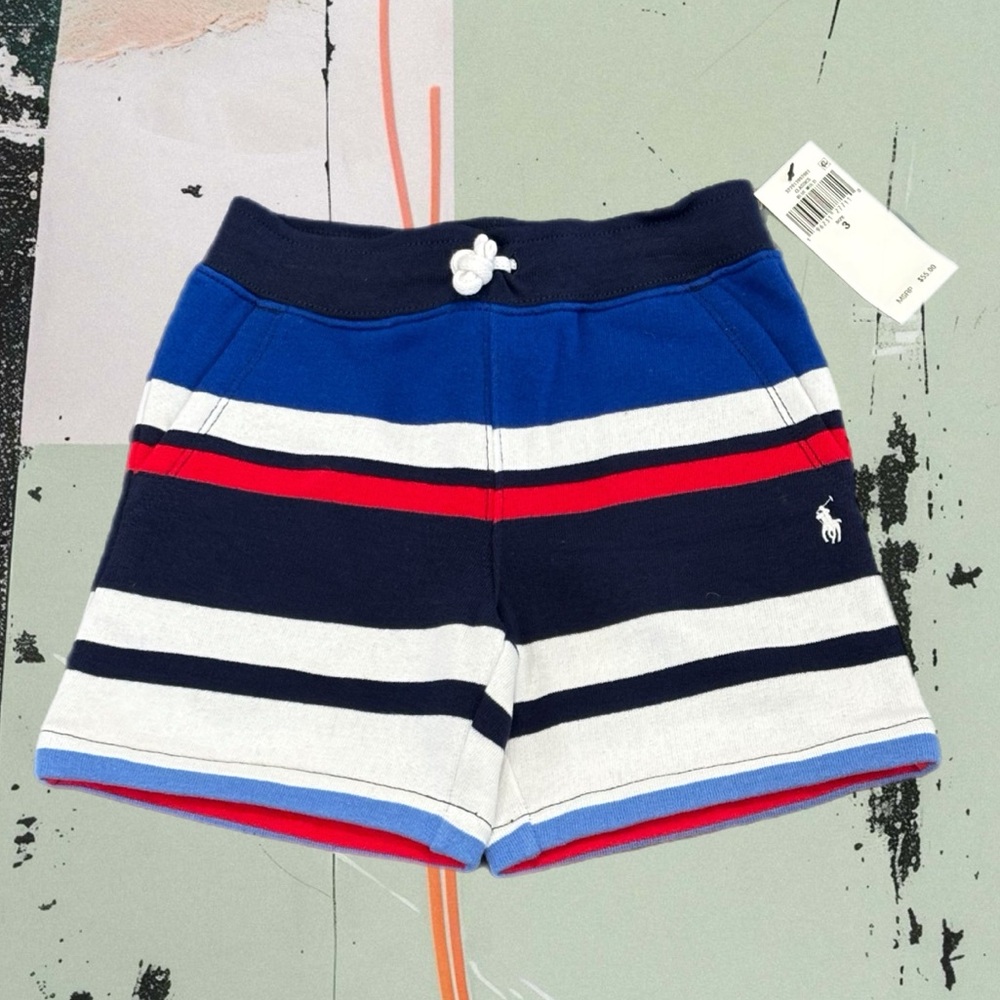 NWT Polo Ralph Lauren Striped Red White and Blue Shorts Kids Size 3 / 3T